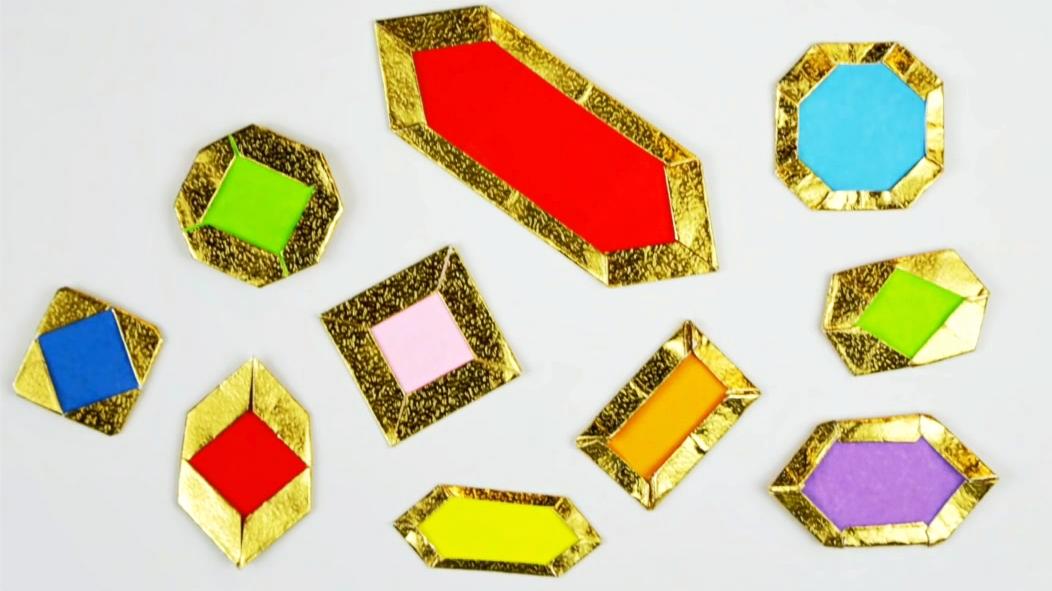 折纸王子教你折纸6款宝石,简单又漂亮,做装饰很美观