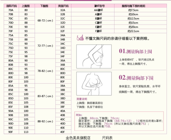 42-95小一个尺码就是40-90的,罩杯的话小一个就是c杯,希望可以帮助到