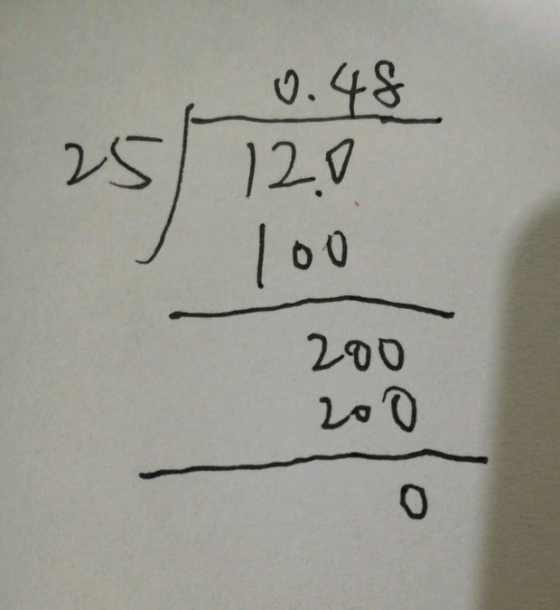 12÷25怎样列竖式计算?