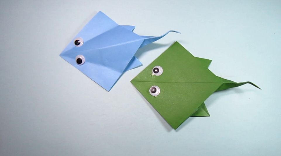 儿童手工折纸鱼,3分钟学会简单又可爱的鳐鱼折法