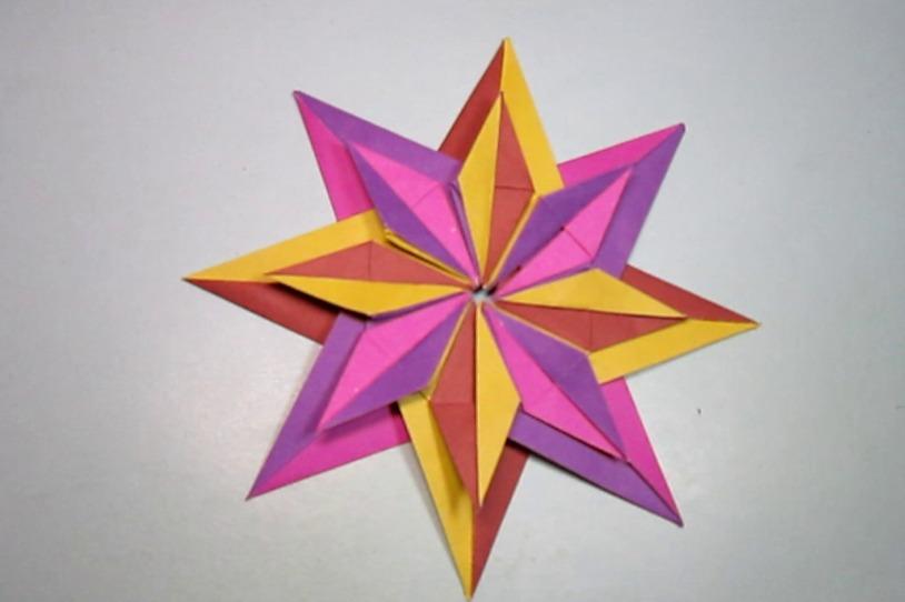 视频:儿童手工折纸飞镖 简单漂亮八角旋风飞镖的折法