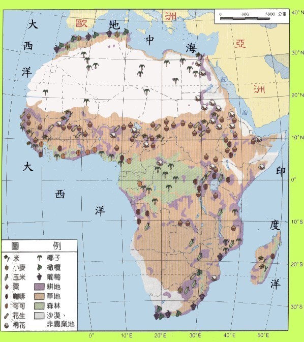非洲农业分布图,仅供参考