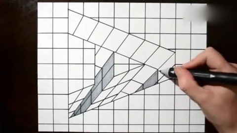 儿童画画铅笔画 直线照样能画出立体画,太牛了!