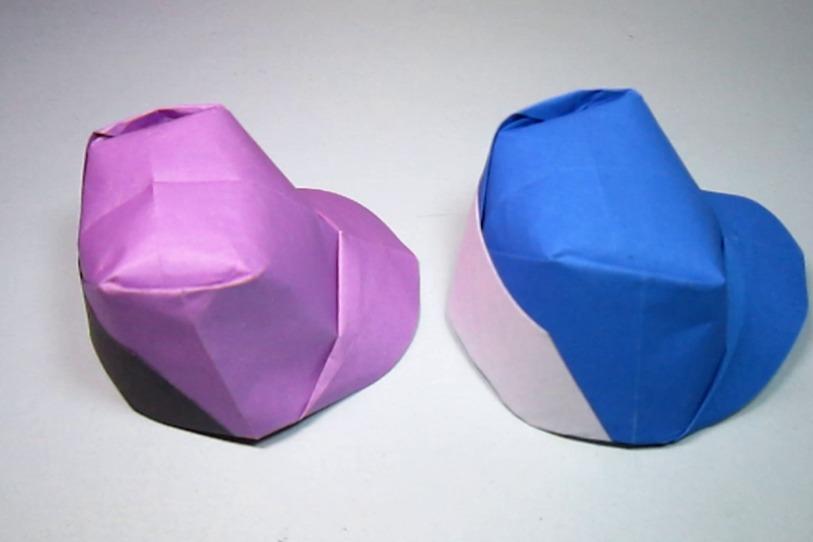 视频:儿童手工折纸教程,简单的帽子折法,diy手工制作