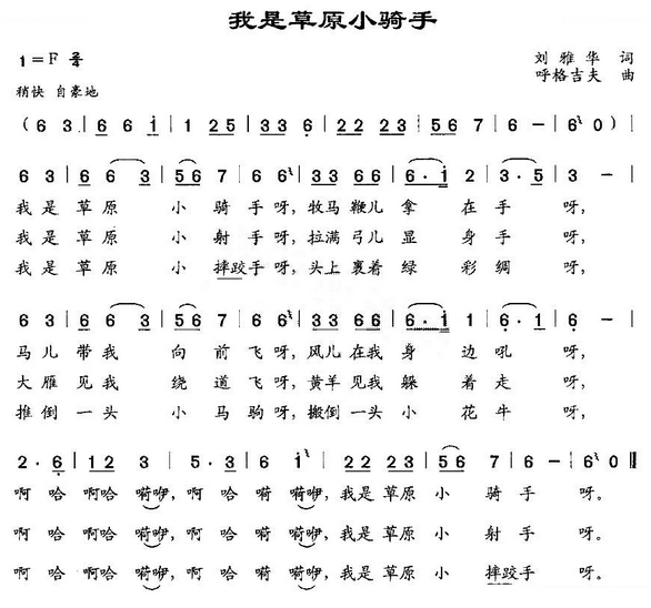 我想问一下谁有一首儿歌歌曲的名字叫我是草原小骑手有这首儿歌全部