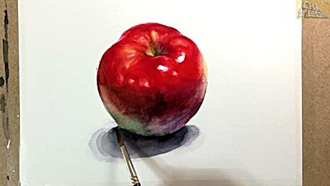 【水彩画教程】watercolor painting 如何用水彩画出苹果各层次之间的