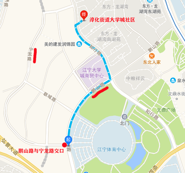 25 江苏省南京市江宁区鹏山路与宁龙路交口属于 淳化街道大学城社区.