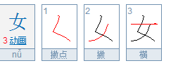 女字第一笔画怎么读