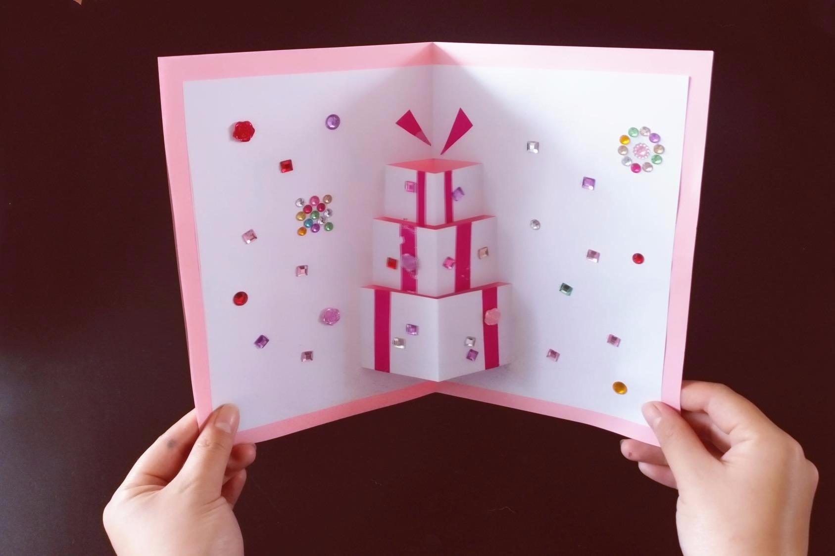 视频:简单漂亮 的生日立体 折纸贺卡,打开有漂亮的礼物,手工创意视频