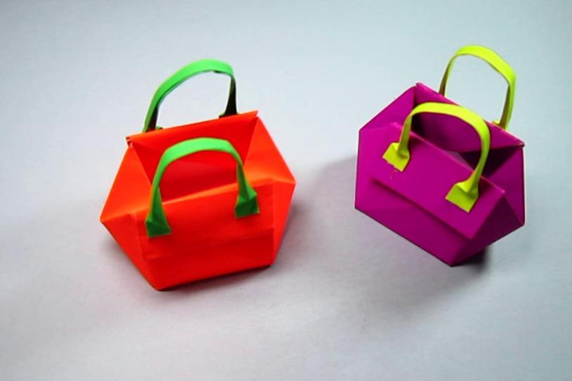 儿童手工折纸教程:简单又漂亮的时尚手提包包折法