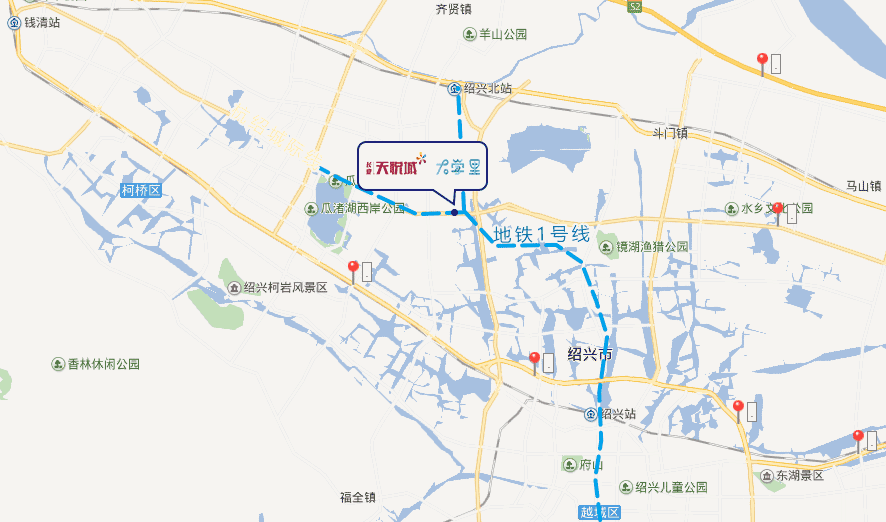仅作示意 大学里雄踞镜湖大学城, 坐拥绍兴地铁1号线站前大道站和群贤
