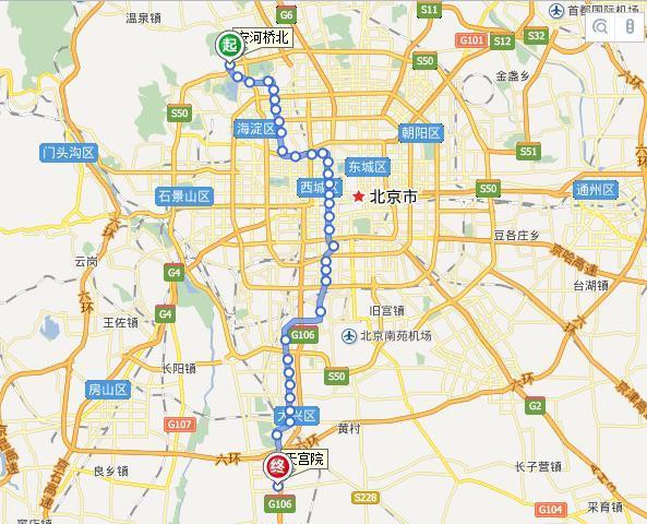 北京地铁4号线线路图公益西桥 - 角门西 - 马家堡 - 北京南站 - 陶然