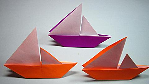 1分钟学会带帆的小船折法 简单的帆船手工折纸教程