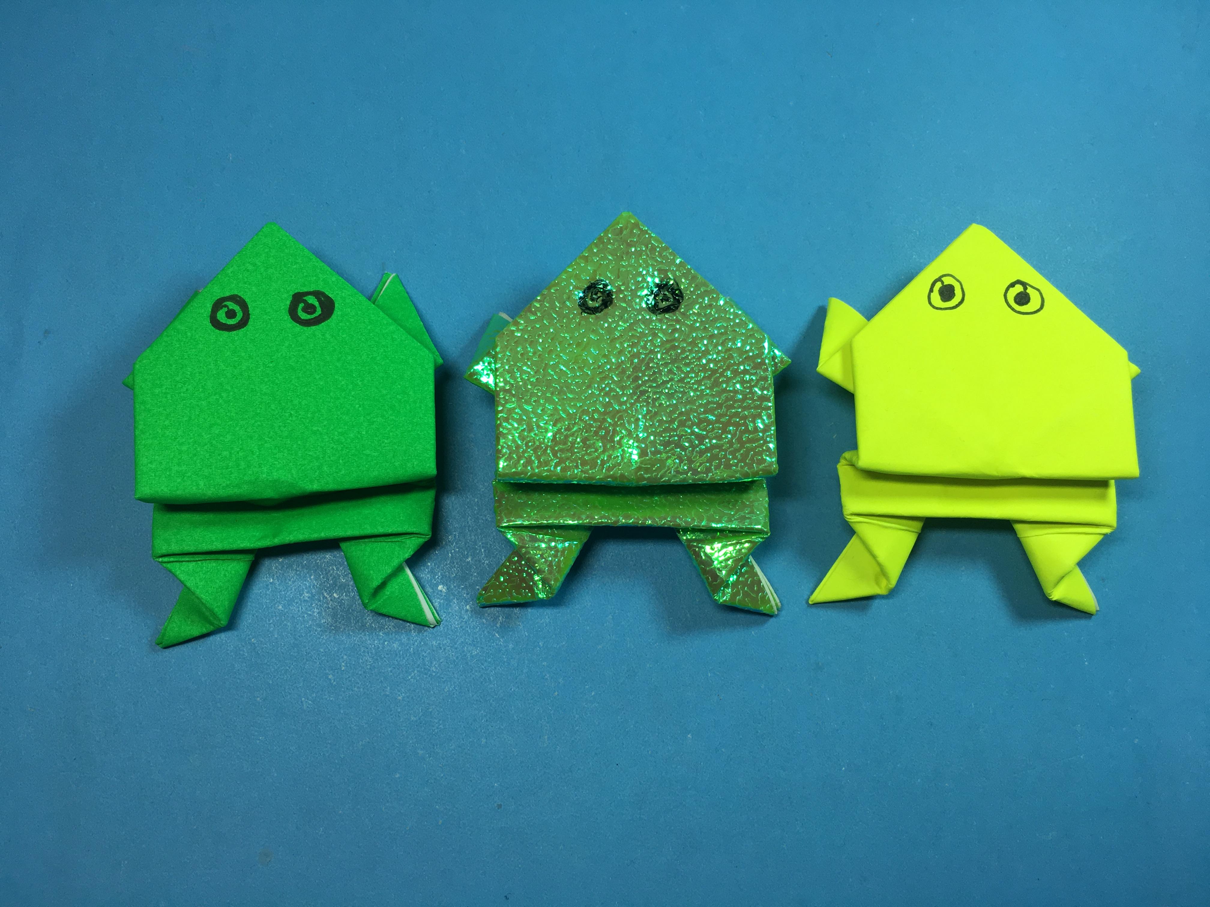 纸艺手工折纸青蛙,简单又漂亮的跳跳蛙折法教程