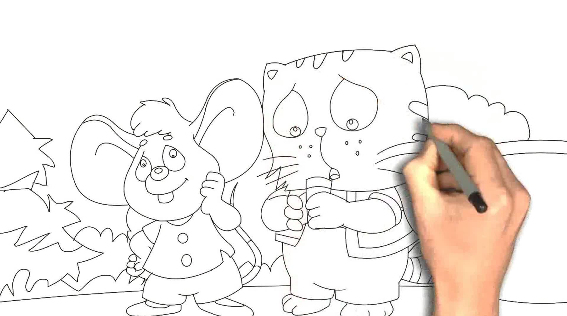 儿歌涂鸦之 蓝皮鼠和大脸猫儿歌 80后儿时怀旧经典动画主题曲