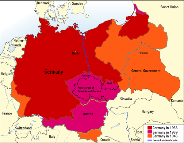 有没有纳粹德国领土变迁的具体数字和地图?