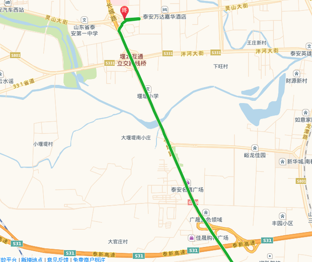 从满庄镇到泰安 - 泰山区 - 灵山大街怎么去