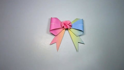 手工折纸教程,玫瑰花蝴蝶结的简单折法,女孩子超喜欢