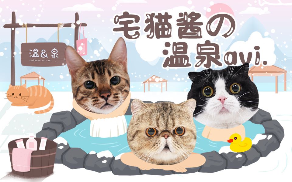 【宅猫酱】原来泡温泉也可以撸流浪猫,宅猫酱の温泉avi.