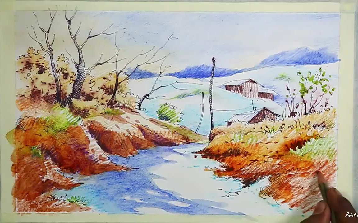 彩铅手绘风景教程图片