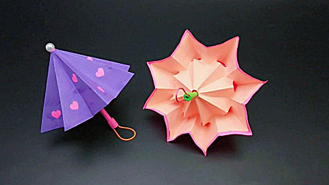 漂亮的立体雨伞折纸,关键可以收缩简单又迷你,女生们很喜欢