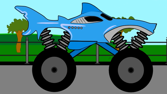 儿童卡通玩具组装 拼装鲨鱼怪兽卡车 儿童益智游戏