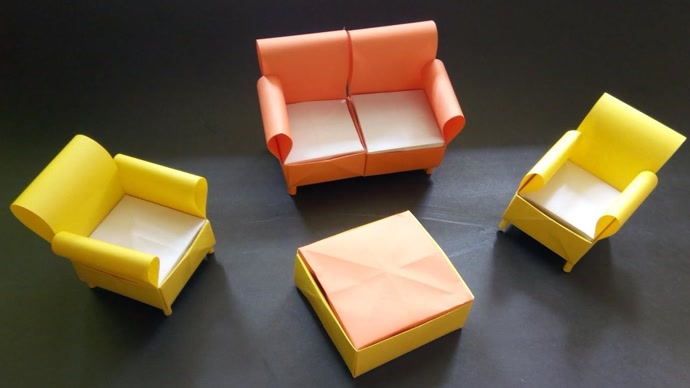 手工折纸,如何自制纸沙发,幼儿园简易手工.