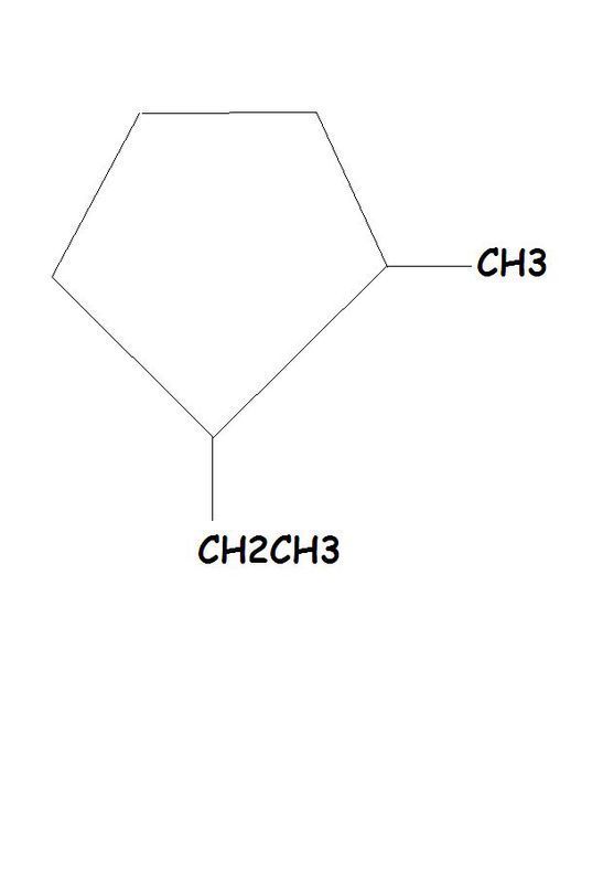 1- 甲基-2- 乙基环戊烷的结构式怎么写