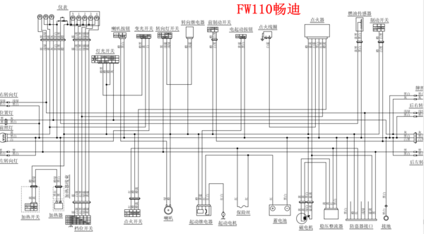 求豪爵110摩托车电路图