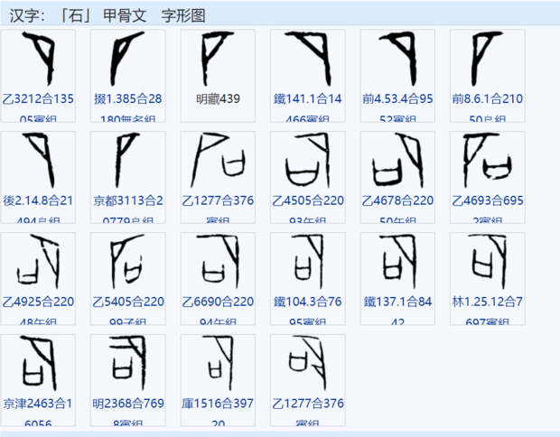 "石"甲骨文怎么写的?