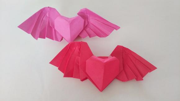 视频:带翅膀的爱心折纸,这种折法很少有人会折,手工折纸视频教程