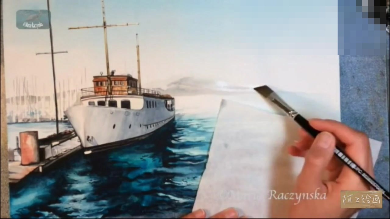 视频:水彩-原来水彩这么简单,看国外大神怎么画船
