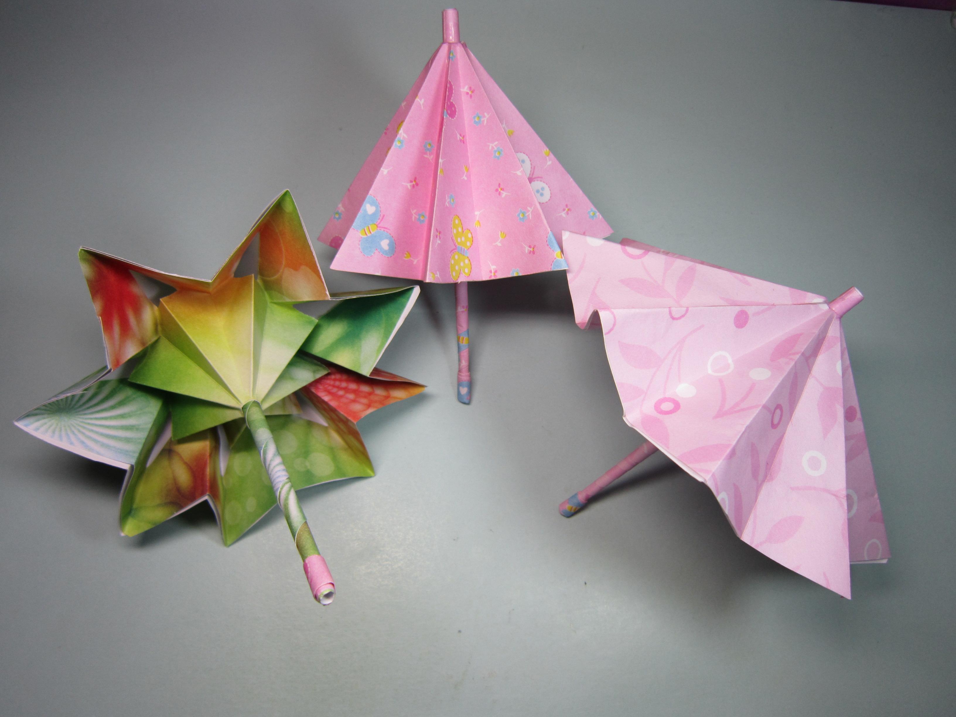 可收缩的雨伞折纸原来这么简单,几分钟就能学会,小雨伞的折法