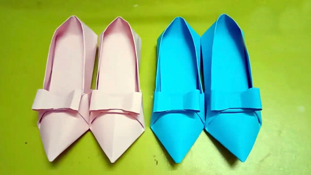 折纸艺术教学,教你用纸折一个高跟鞋,鞋子折纸方法