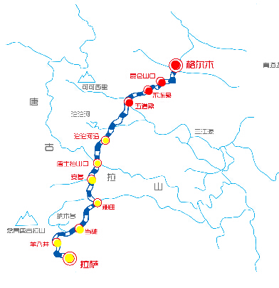 青藏铁路的行径路线