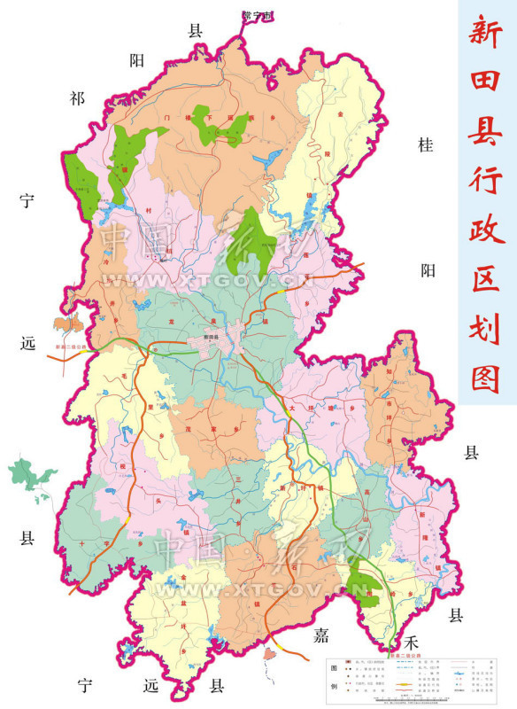 新田县的行政区划