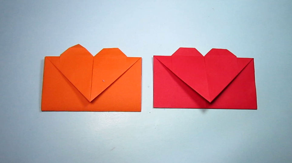 3分钟用一张纸折爱心信封,简单的心形书信手工折纸