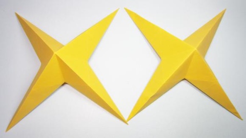 手工折纸立体星星,简单的立体四角星折法教程