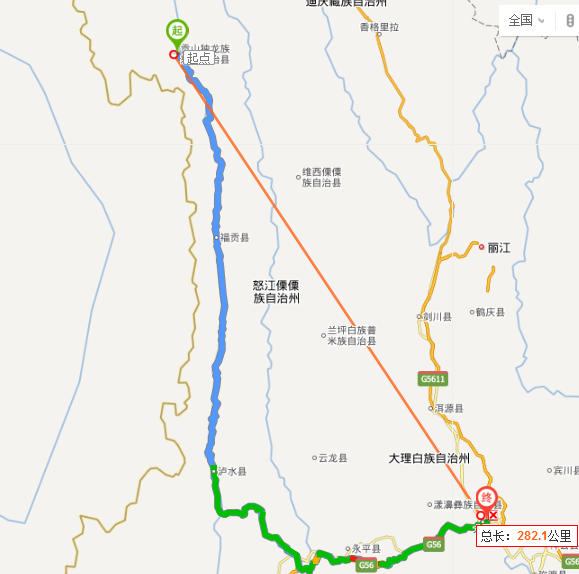 大理白族自治州内驾车方案 1) 行驶240米,右转进入南涧路 2) 沿南涧路