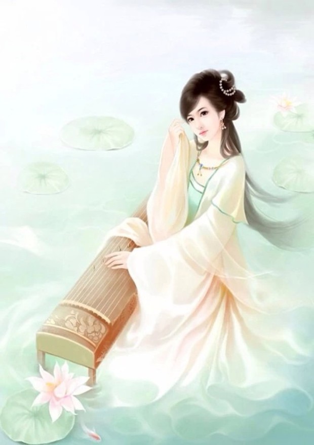 有没有古风女子手中拿着琴,或抱着琴的图片?