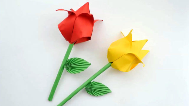 折纸郁金香,手工制作装饰纸花