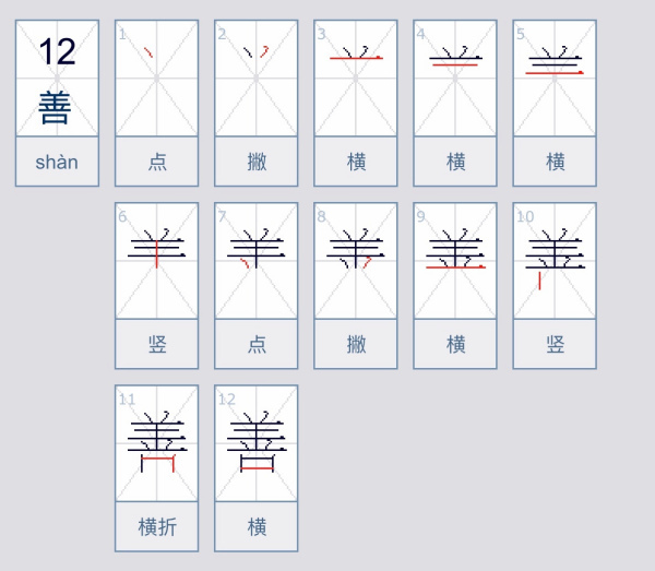 善字的笔顺笔画顺序