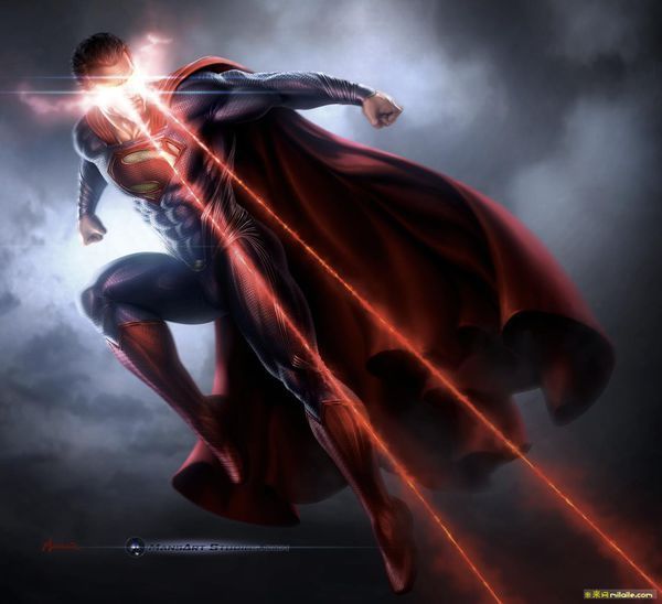 求一张超人钢铁之躯里超人眼睛发射光束的特写图片