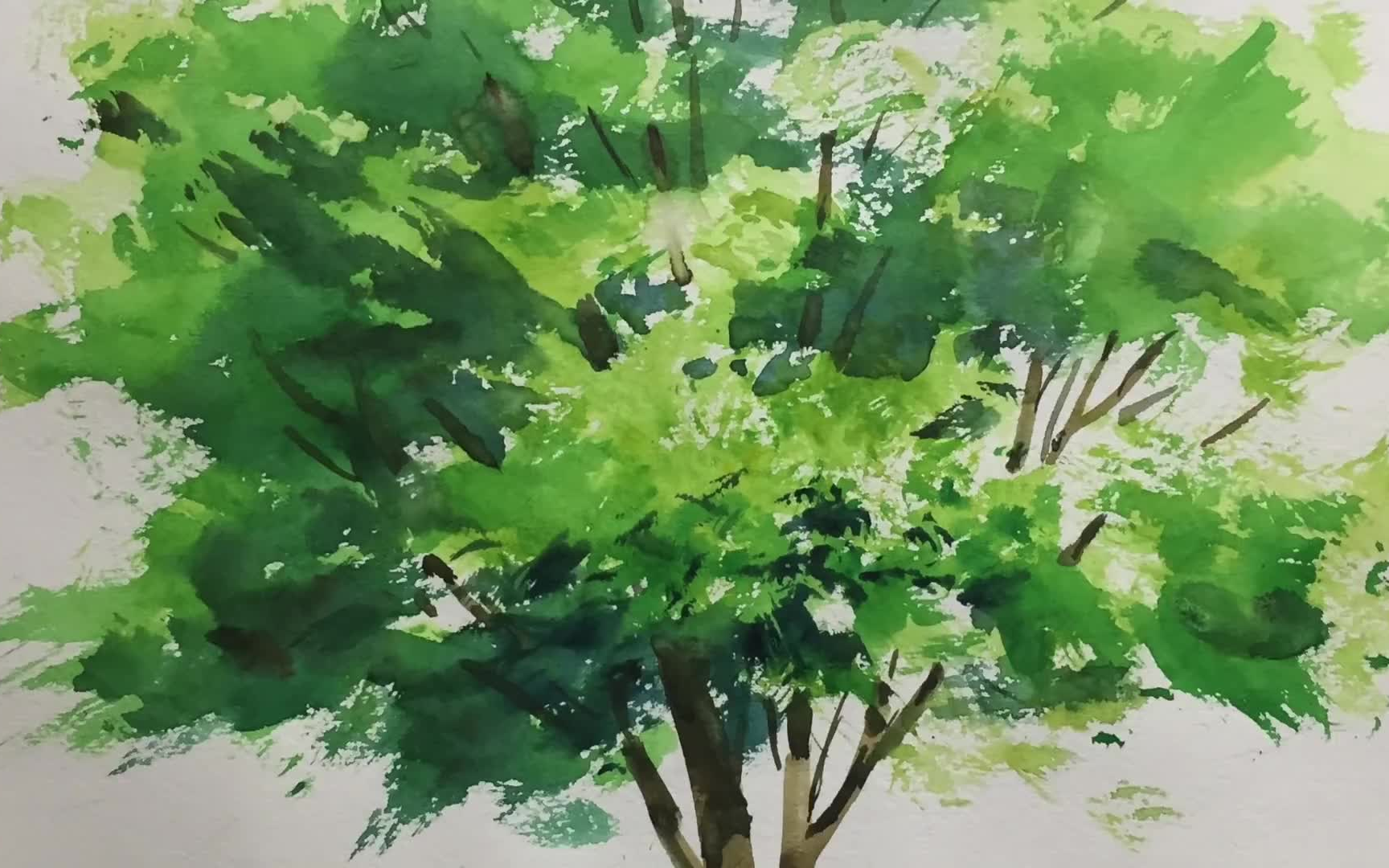 eng sub watercolor tree painting easy tutorial#1 水彩画の基本