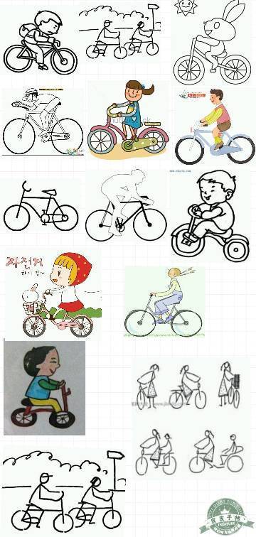 小朋友骑自行车的简笔画怎么画