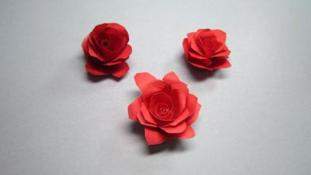 手工折纸玫瑰花, 一张小正方形纸就能折出简单又漂亮的玫瑰花