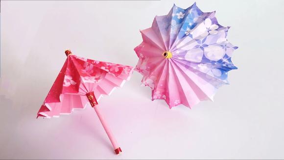 折纸教程:可以自由开合的小伞,带几分古风味道,太漂亮了