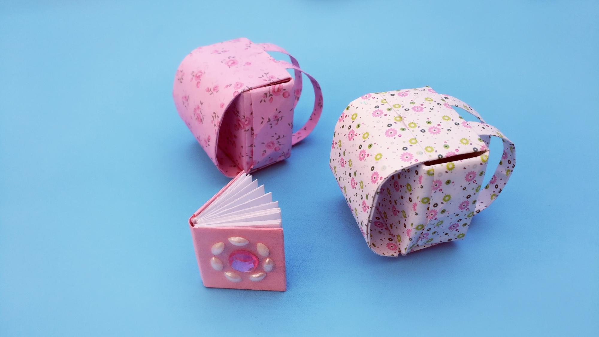 简单可爱的迷你小书包折纸,做法简单一学就会,幼儿园小朋友的小书包