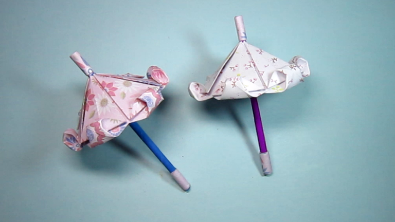 儿童手工折纸伞简单公主伞的折法diy手工制作