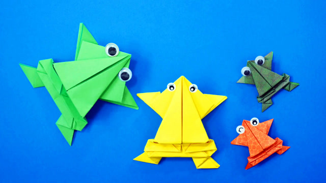 手工创意折纸大全,教你折叠一只能跳跃的纸青蛙